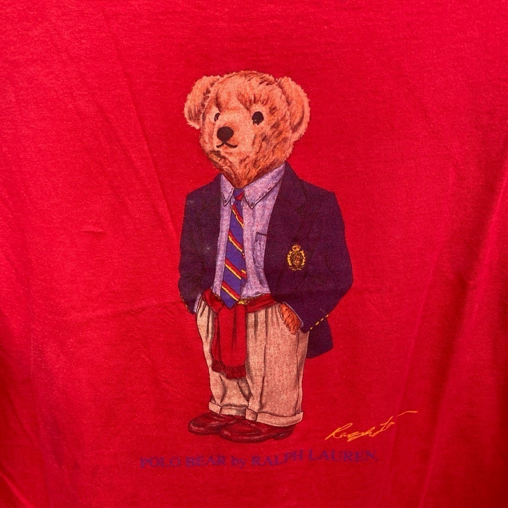 Vintage Polo Ralph Lauren Shirt Mens Large Polo Bear Made USA 90s Tee T-Shirt - Picture 3 of 14